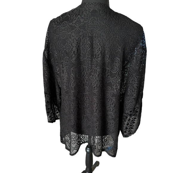 Hollister Black Burnout Velvet Crochet Kimono or Coverup - Picture 3 of 3